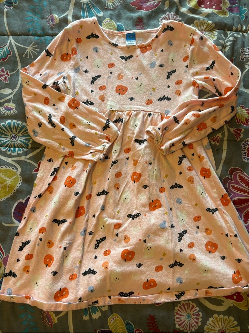 Old Navy Peach Halloween Bat & Pumpkin dress